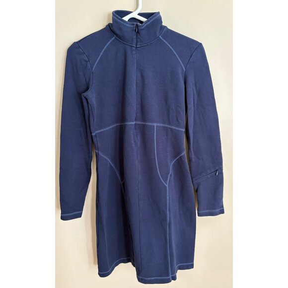 Athleta Casual Long Sleeve Knee Length Activewear Cassidy Dress Blue Size Small - Picture 3 of 14